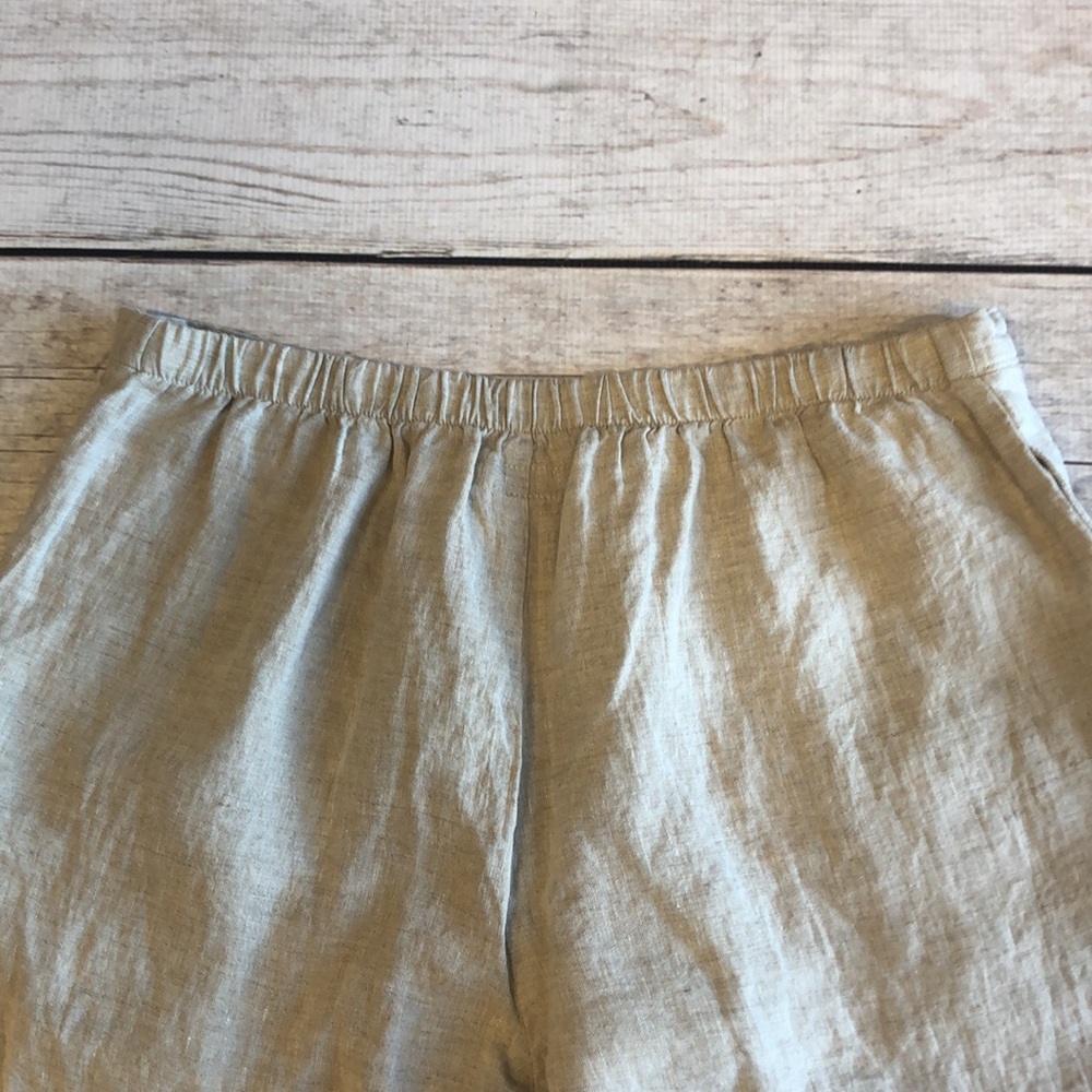 Flax Light Beige Wide Leg Linen Pants - Picture 3 of 6